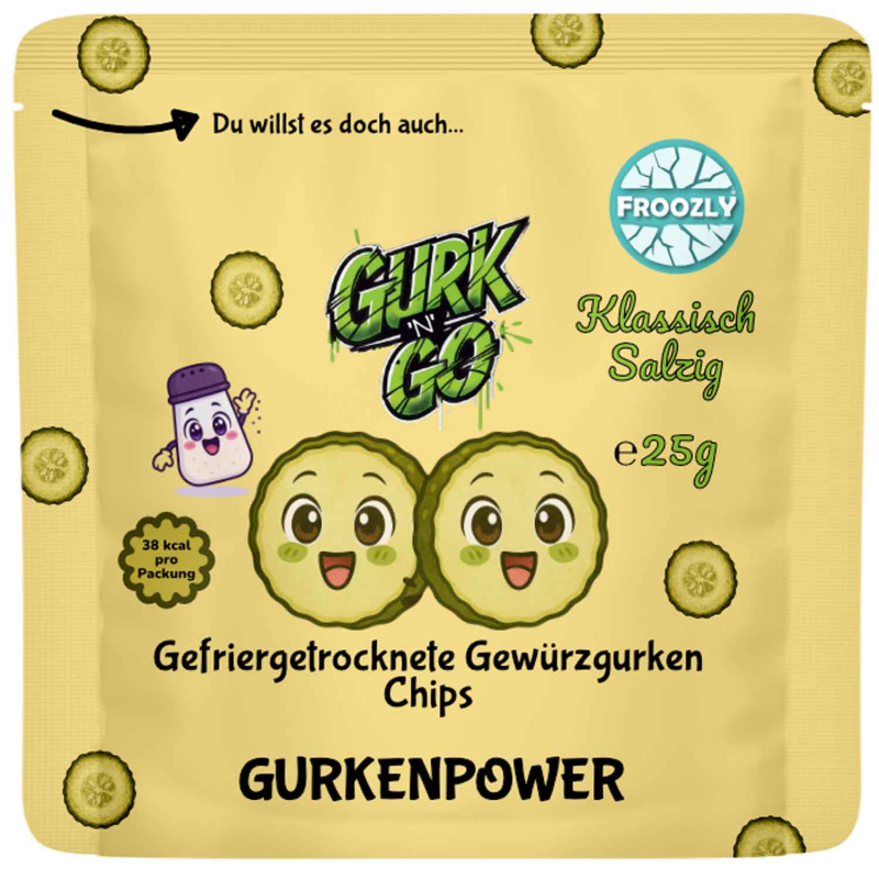  Froozly Gefriergetrocknete Gewürzgurken Chips Klassisch Salzig 25g 