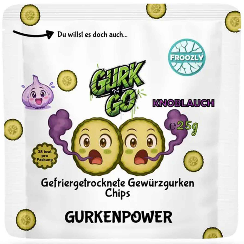  Froozly Gefriergetrocknete Gewürzgurken Chips Knoblauch 25g 