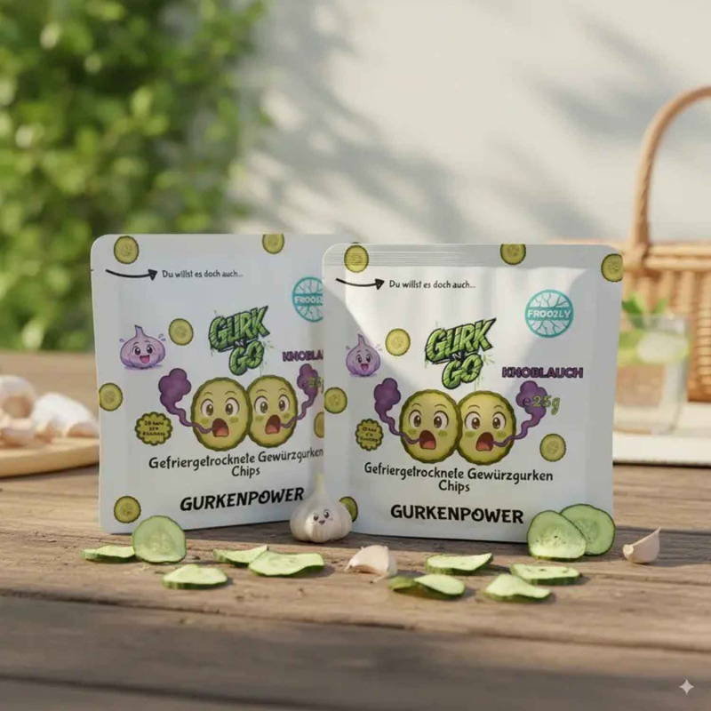 Froozly Gefriergetrocknete Gewürzgurken Chips Knoblauch 25g 