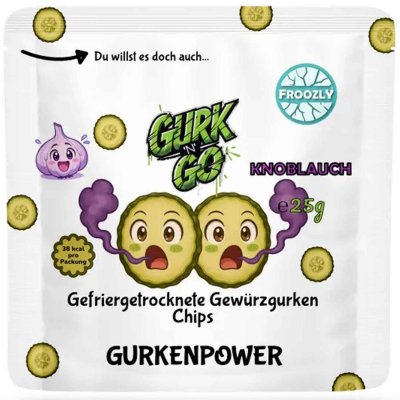  Froozly Gefriergetrocknete Gewürzgurken Chips Knoblauch 25g 