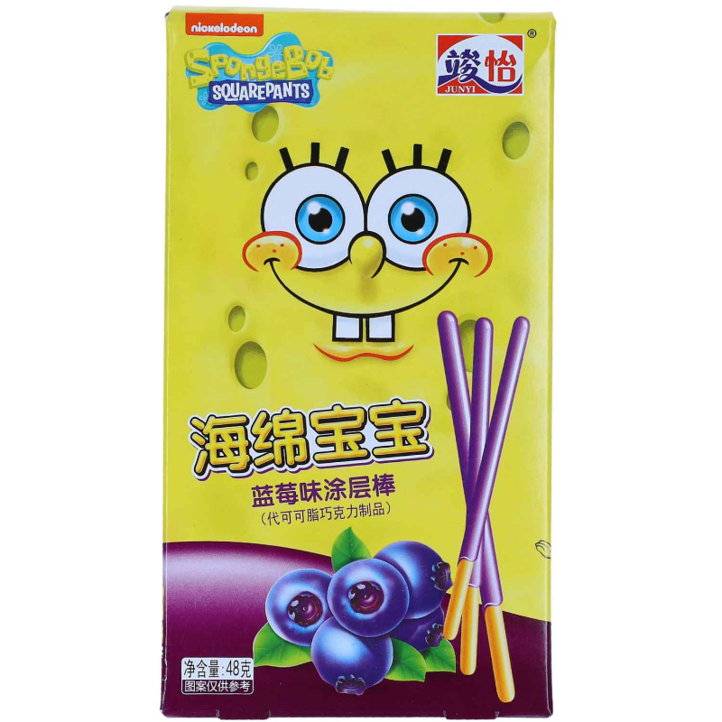  SpongeBob Schwammkopf Coated Sticks Blueberry 48g 