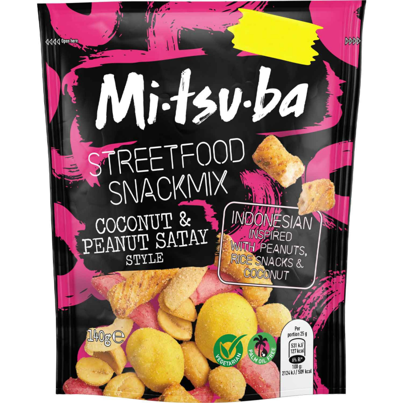  Mitsuba Streetfood Snackmix Coconut & Peanut Satay Style 140g 