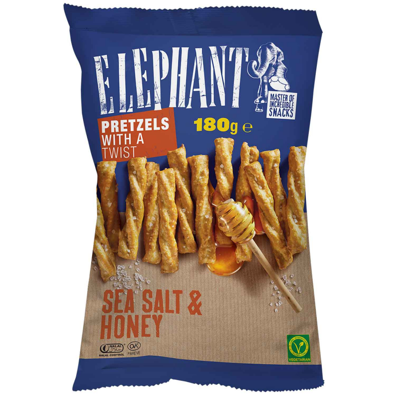  Elephant Twisted Pretzels Sea Salt & Honey 180g 