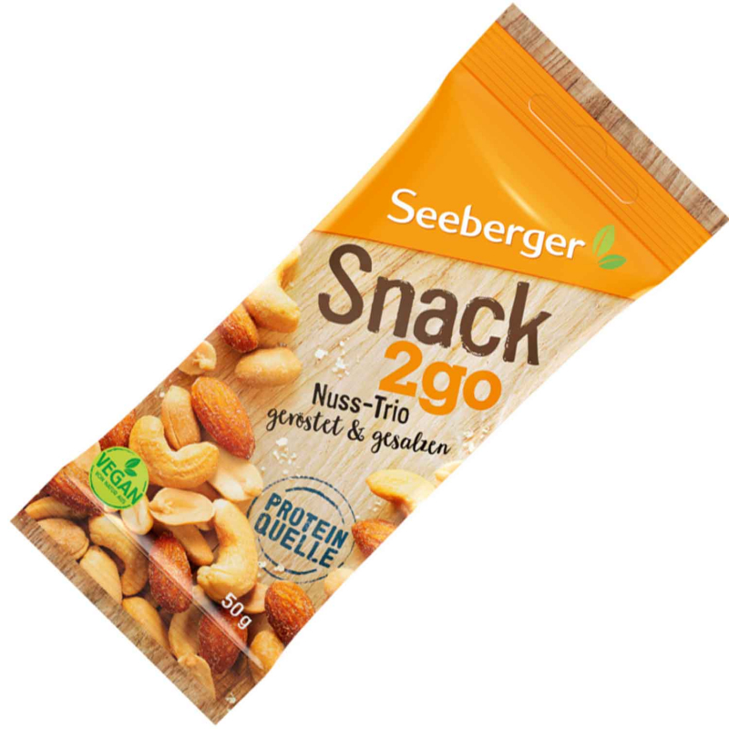  Seeberger Snack 2go Nuss-Trio geröstet & gesalzen 50g 