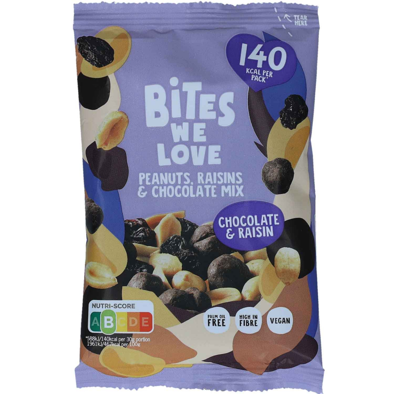  BitesWeLove Peanuts, Raisins & Chocolate Mix 30g 