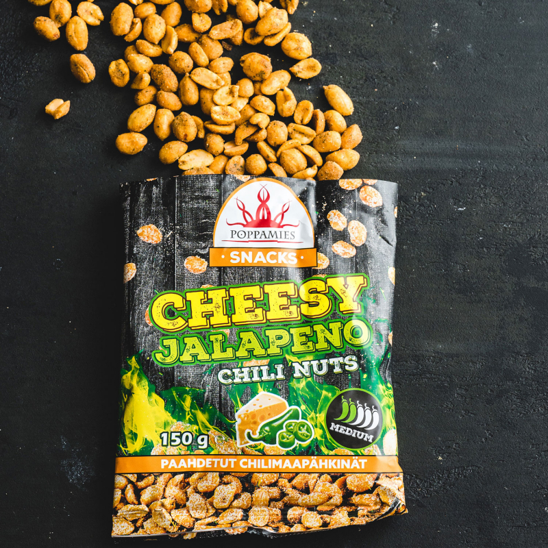  Poppamies Snacks Cheesy Jalapeno Chili Nuts 150g 