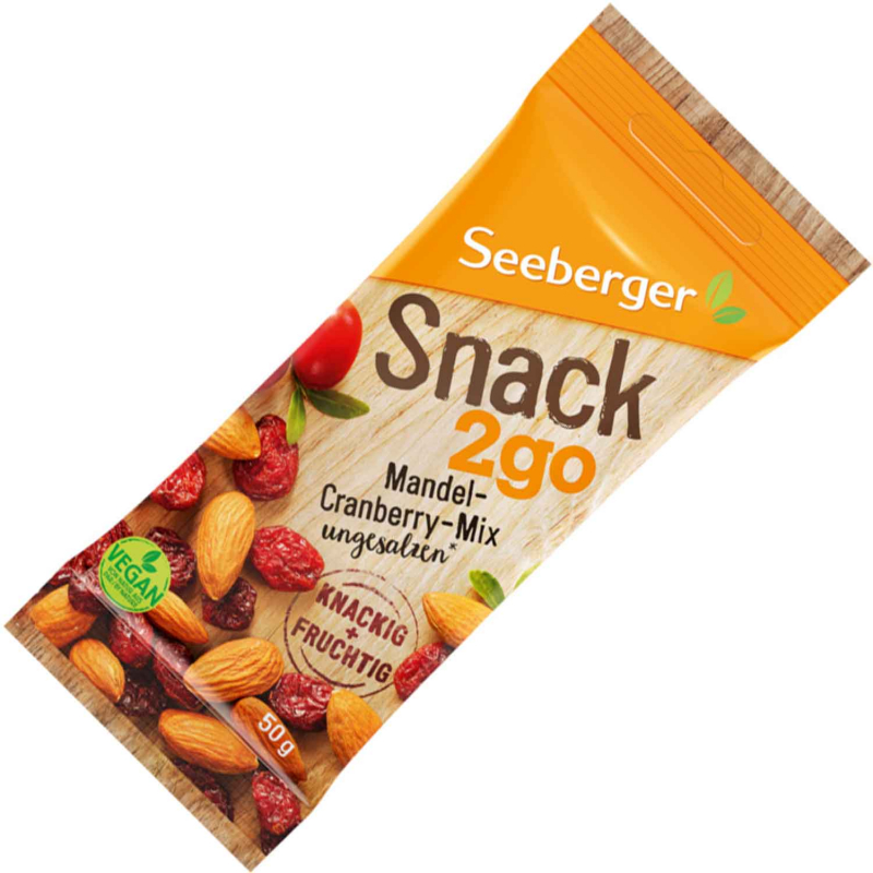  Seeberger Snack 2go Mandel-Cranberry-Mix ungesalzen 50g 