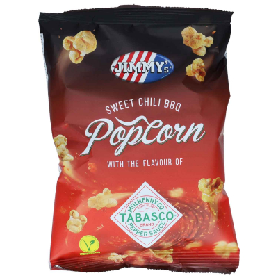  Jimmy's Popcorn Mini Bags Sweet Chili BBQ with Tabasco 21x24g 