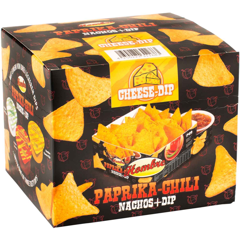  Hombre Paprika-Chili Nachos + Cheese-Dip 190g 