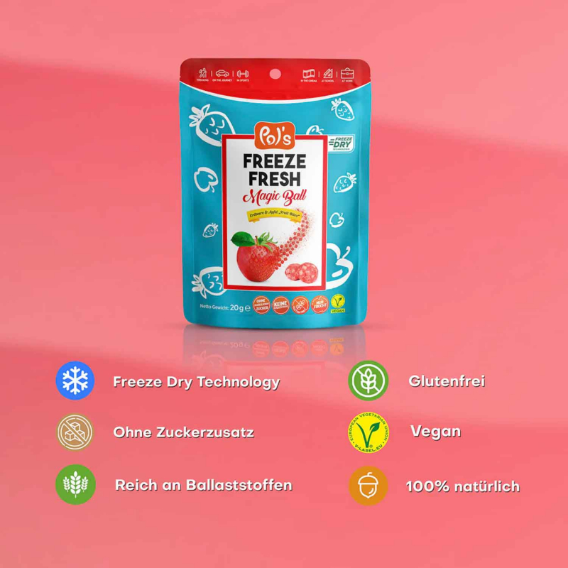  Pol's Freeze Fresh Magic Ball Strawberry & Apple Bites 20g 
