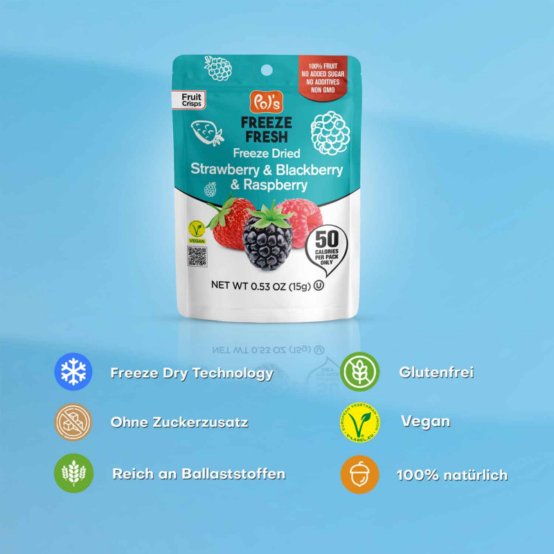  Pol's Freeze Fresh Freeze Dried Strawberry & Blackberry & Raspberry 15g 