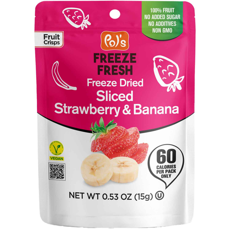  Pol's Freeze Fresh Freeze Dried Sliced Strawberry & Banana 15g 