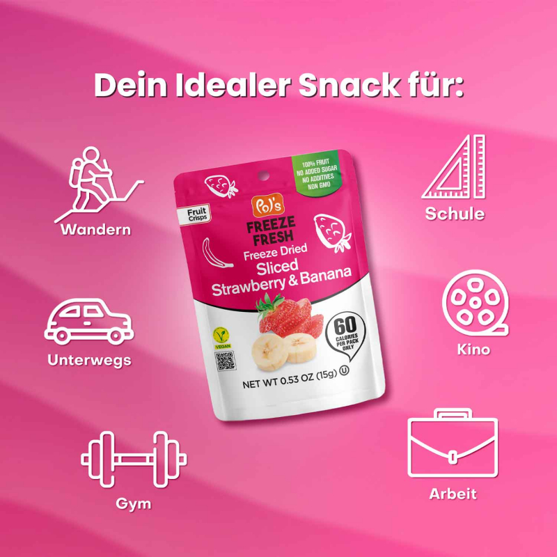 Pol's Freeze Fresh Freeze Dried Sliced Strawberry & Banana 15g 
