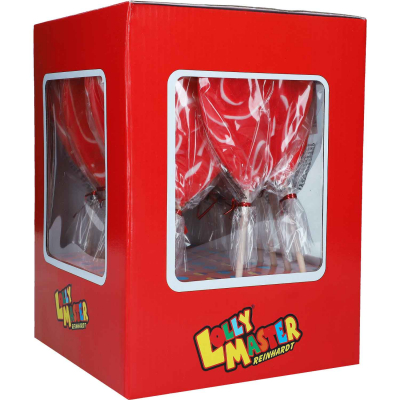  Lolly Master Spiral-Herz-Lolly Erdbeere rot-weiß 80g 