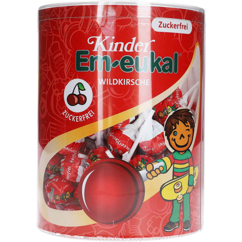  Kinder Em-eukal Lollis Wildkirsche zuckerfrei 100er 