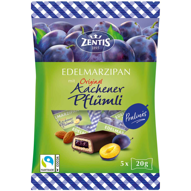  Zentis Edelmarzipan Pralinés Aachener Pflümli 5x20g 