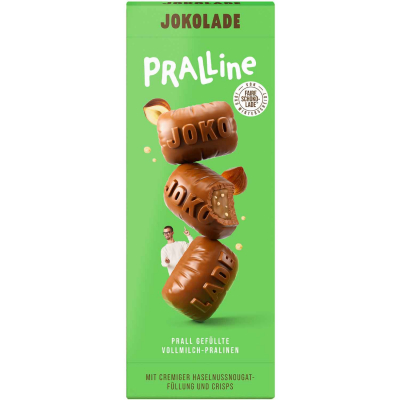  JOKOLADE PRALLINE mit Haselnussnougatfüllung und Crisps 80g 