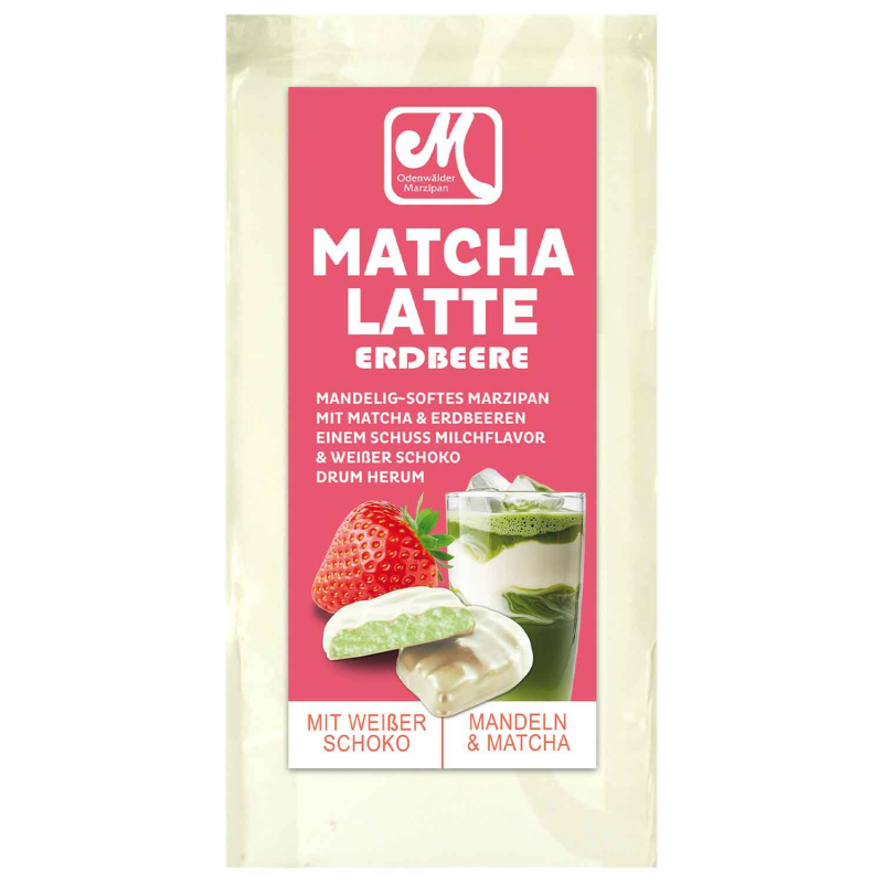  Odenwälder Marzipan Matcha-Latte Blätter Erdbeere 150g 