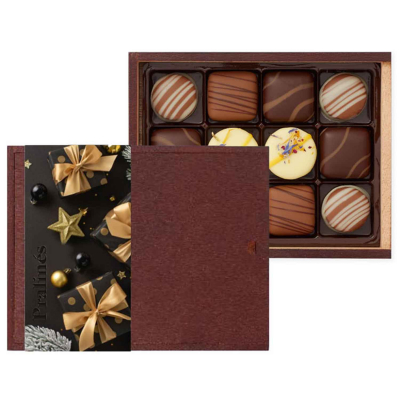  DreiMeister Pralinés Holzkiste mit Schiebedeckel 130g 