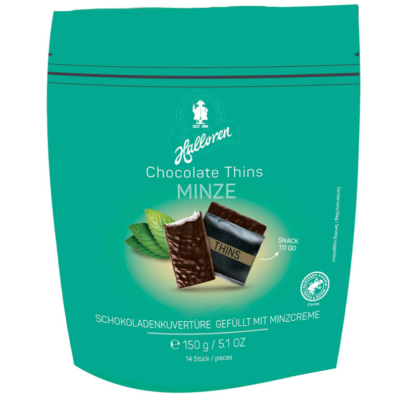  Halloren Chocolate Thins Minze 150g 