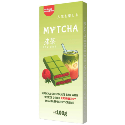  Mytcha Matcha Chocolate Bar Freeze Dried Raspberry 100g 
