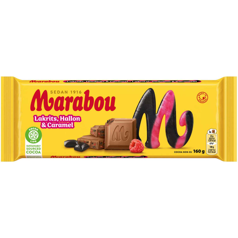  Marabou Lakrits, Hallon & Caramel 160g 