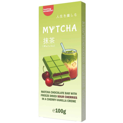  Mytcha Matcha Chocolate Bar Freeze Dried Sour Cherries 100g 
