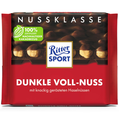  Ritter Sport Nussklasse Dunkle Voll-Nuss 100g 