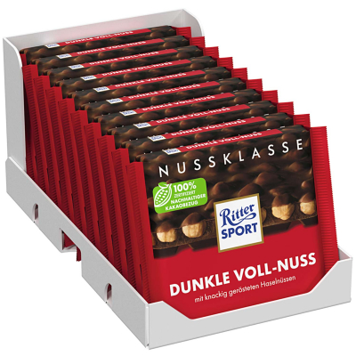  Ritter Sport Nussklasse Dunkle Voll-Nuss 100g 