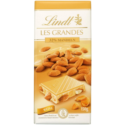  Lindt Les Grandes 32% Mandeln Weiße Schokolade Tafel 150g 