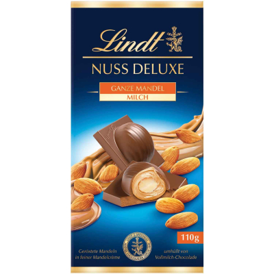  Lindt Nuss Deluxe Ganze Mandel Vollmilch Tafel 110g 