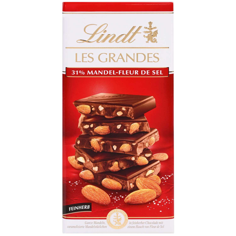 Lindt Les Grandes 31% Mandel-Fleur de Sel Feinherb Tafel 150g 