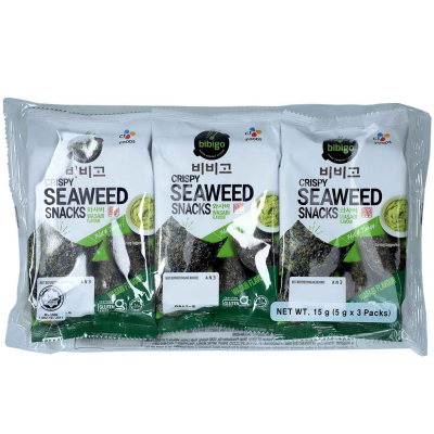  Bibigo Crispy Seaweed Snacks Wasabi 3er 
