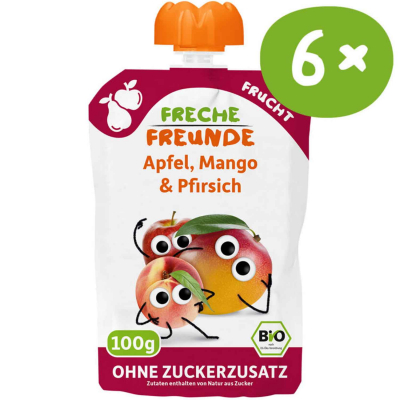  Freche Freunde Quetschie Apfel, Mango, Pfirsich, Maracuja mit Karotte Bio 6x100g 