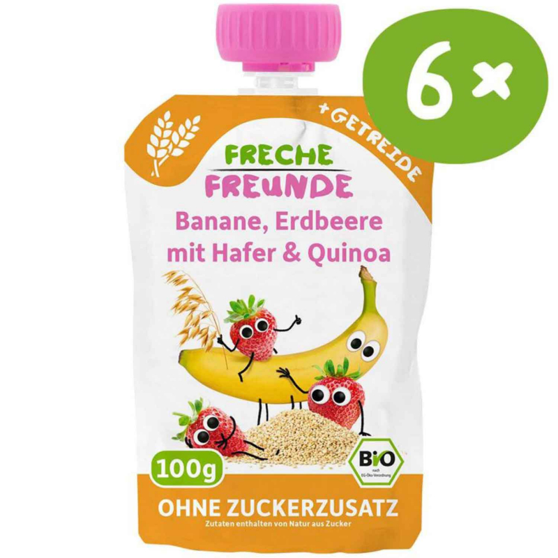  Freche Freunde Quetschie Banane, Erdbeere mit Hafer & Quinoa Bio 6x100g 