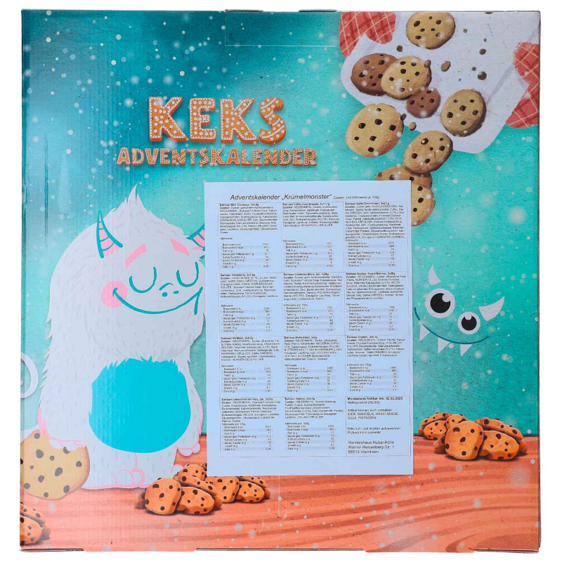 Keks adventi naptár 'Krümelmonster'