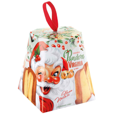 Amaretti Virginia Pandoro Classico Christmas Cake White Holly Box 80g