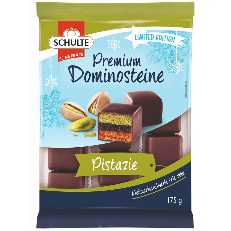 Schulte Premium Dominosteine Pistazie Zartbitter 175g