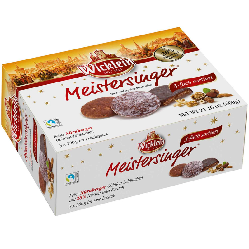 Wicklein Meistersinger Feine Nürnberger Oblaten-Lebkuchen 3-fach sortiert 3x200g