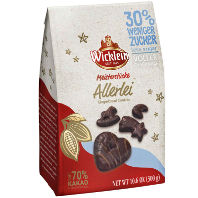 Wicklein Meisterstücke Allerlei dunkle Schokolade 30% weniger Zucker 300g