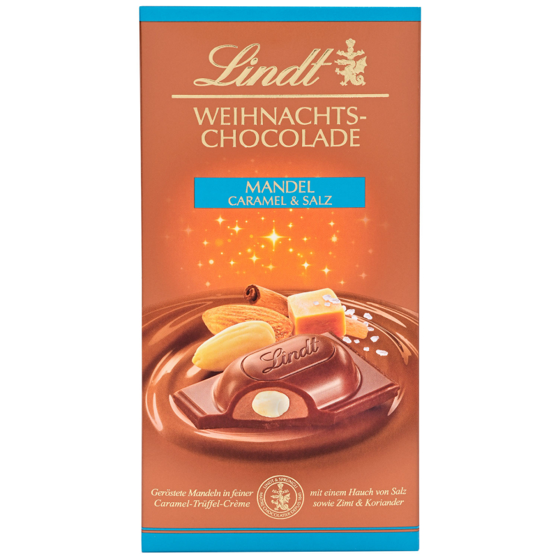Lindt Weihnachts-Chocolade Mandel, Caramel & Salz Tafel 100g