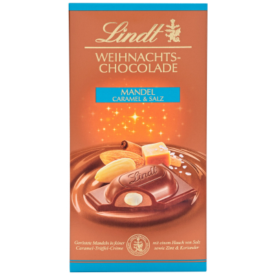 Lindt Weihnachts-Chocolade Mandel, Caramel & Salz Tafel 100g