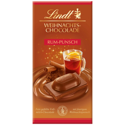 Lindt Weihnachts-Chocolade Rum-Punsch Tafel 100g