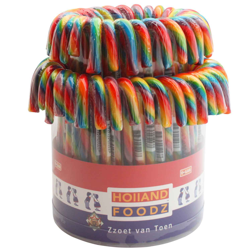 Holland Foodz Zuckerstangen 12cm Regenbogen 72er