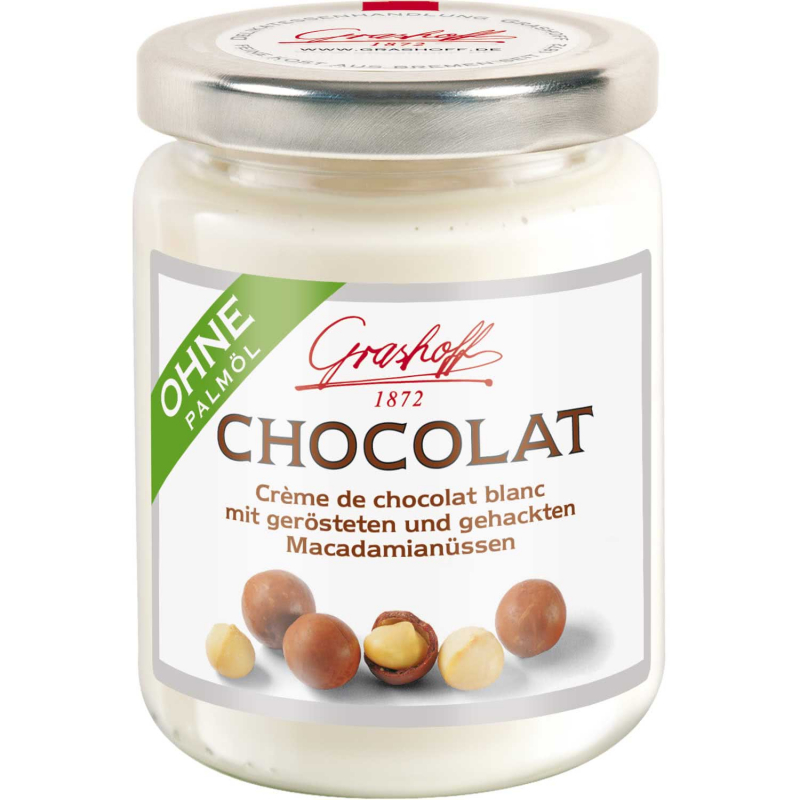  Grashoff Chocolat Crème de chocolat blanc mit Macadamianüssen 235g 