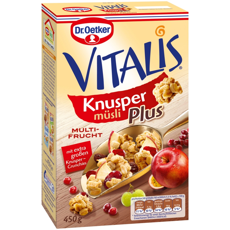  Vitalis Knusper Plus Müsli Multifrucht 450g 