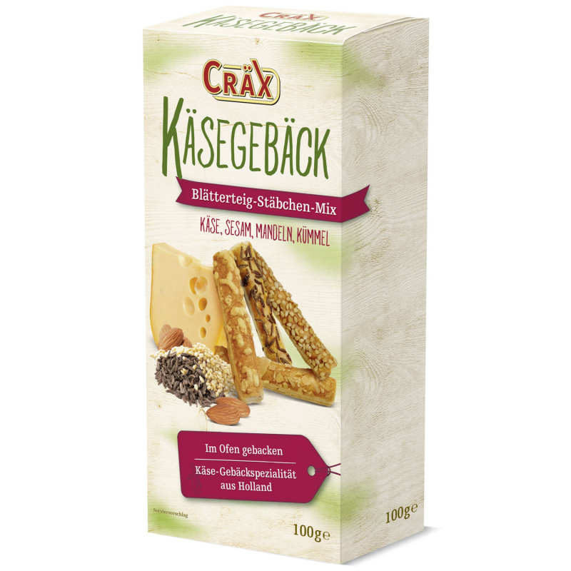  Cräx Käsegebäck Blätterteig-Stäbchen-Mix 100g 