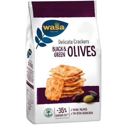  Wasa Tasty Snacks Black & Green Olives Crackers 150g 