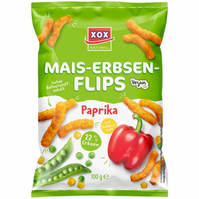  XOX Mais-Erbsen-Flips Paprika 100g 