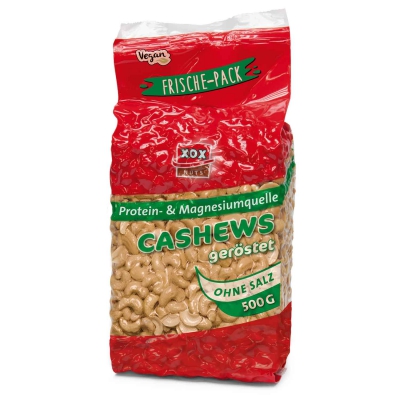  XOX Cashews geröstet ohne Salz 500g 